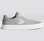 NAIOCA Canvas Light Grey Canvas Off White Logo Sneaker Women by Cariuma