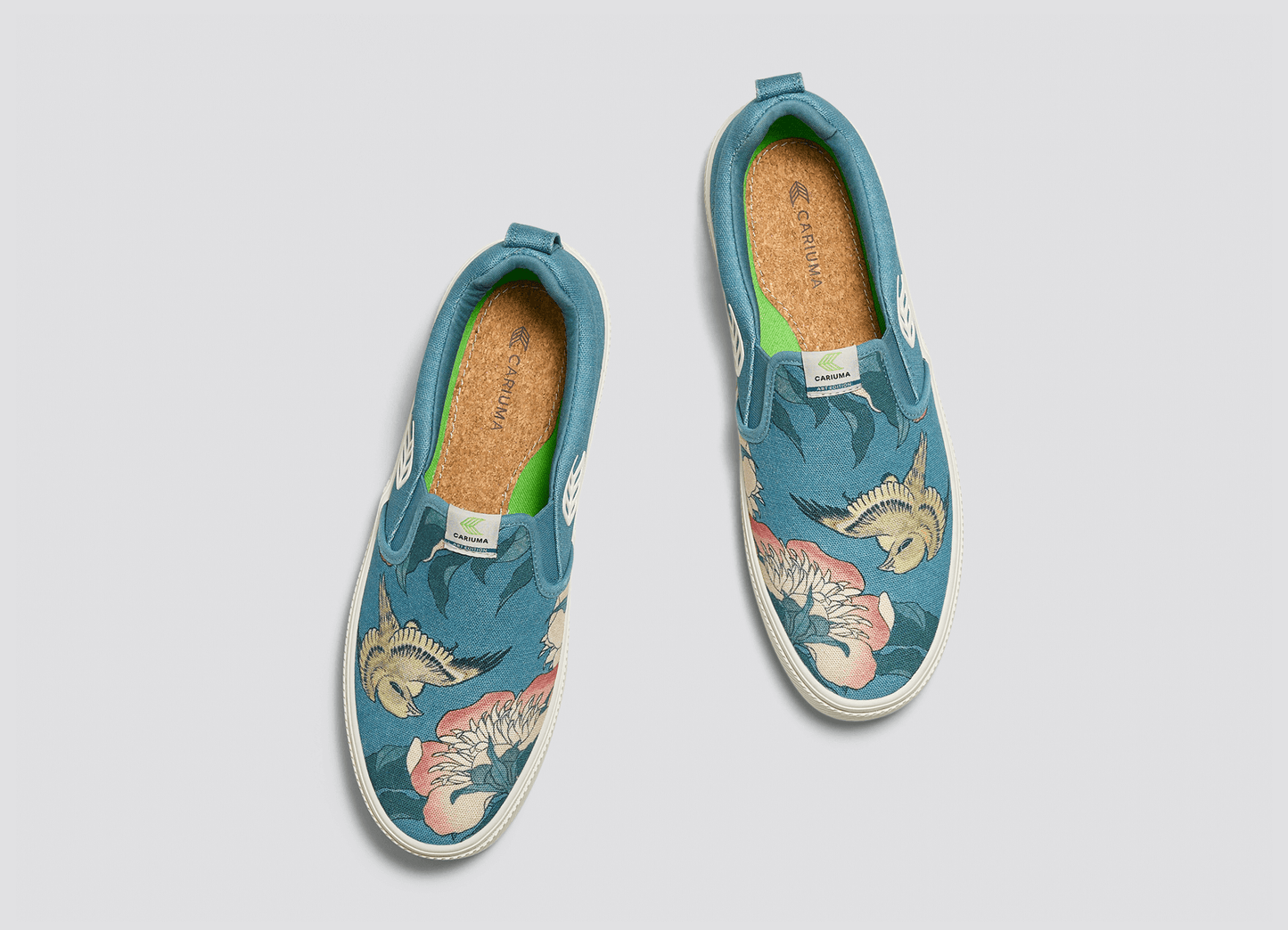 Hokusai SLIP-ON Peonies and Canary Print Canvas Sneaker Women