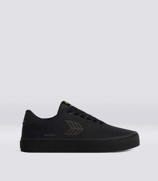 NAIOCA All Black Canvas Ash Grey Logo Sneaker Women