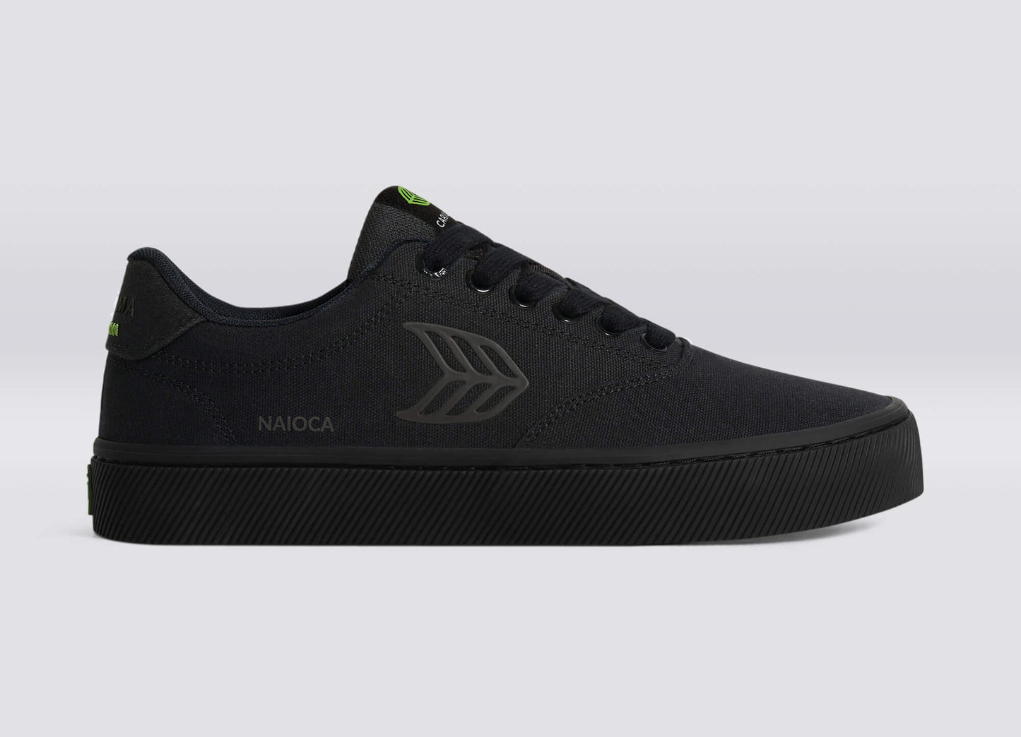 NAIOCA All Black Canvas Ash Grey Logo Sneaker Men