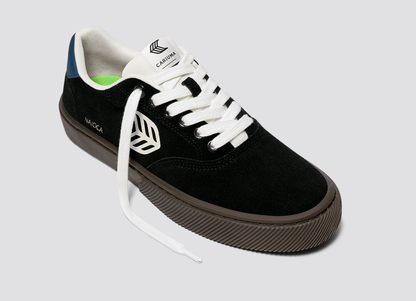 NAIOCA Black Suede Off-White Logo Shadow Blue Sneaker Women