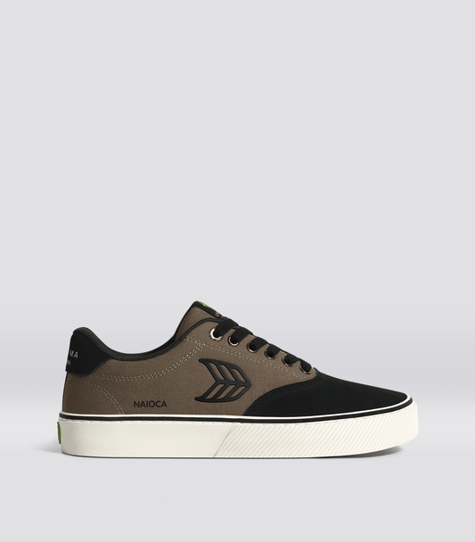 NAIOCA PRO Black Suede Dark Khaki Canvas Black Logo Sneaker Men