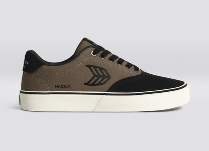 NAIOCA PRO Black Suede Dark Khaki Canvas Black Logo Sneaker Men