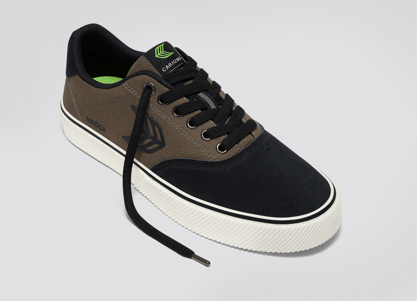 NAIOCA PRO Black Suede Dark Khaki Canvas Black Logo Sneaker Men