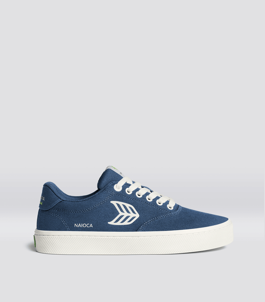 NAIOCA Shadow Blue Canvas Ivory Logo Sneaker Men