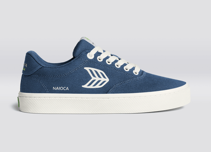 NAIOCA Shadow Blue Canvas Ivory Logo Sneaker Men