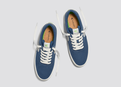 NAIOCA Shadow Blue Canvas Ivory Logo Sneaker Men