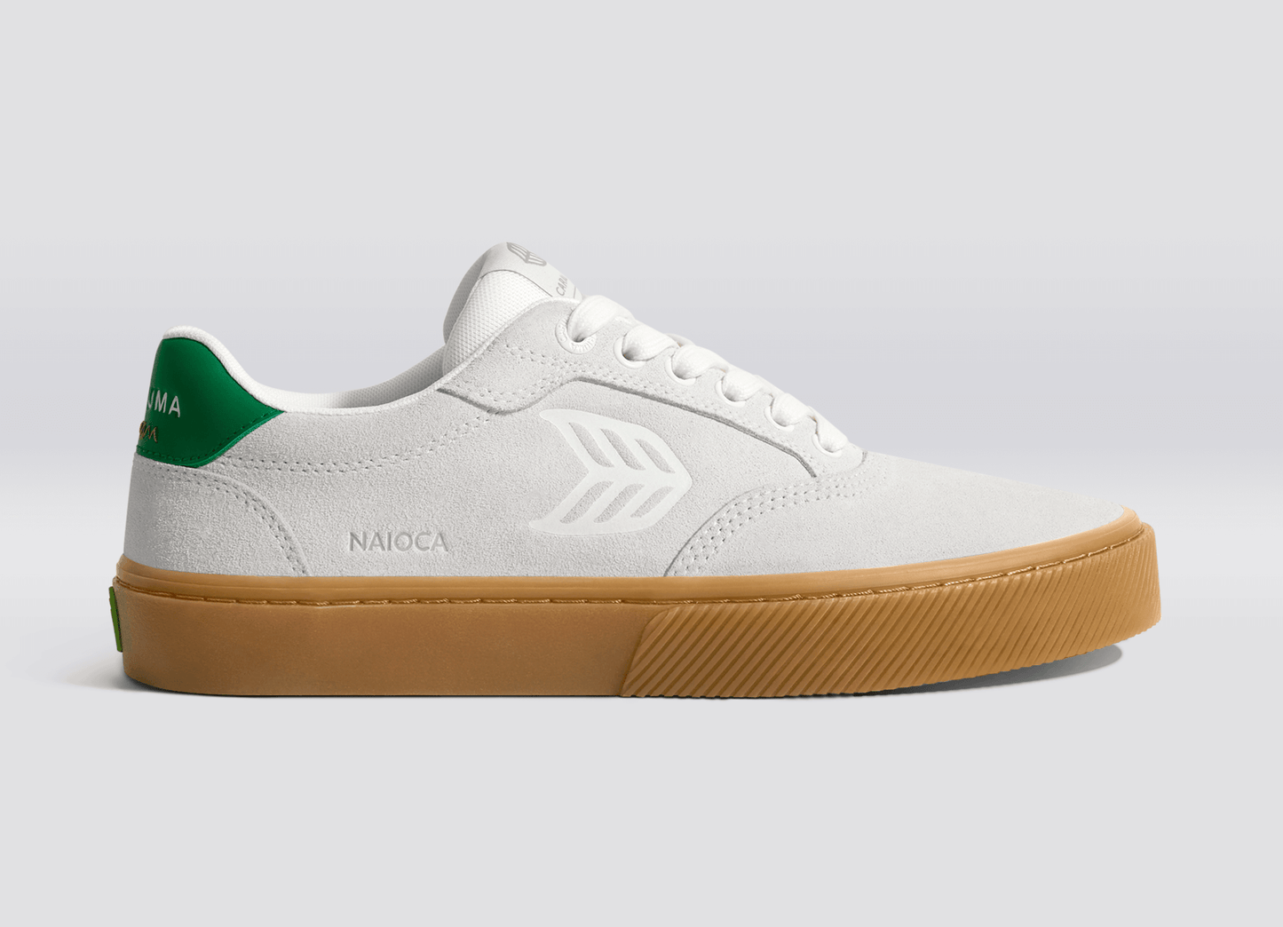 NAIOCA Gum Smoke White Suede Off-White Logo Green Sneaker Women