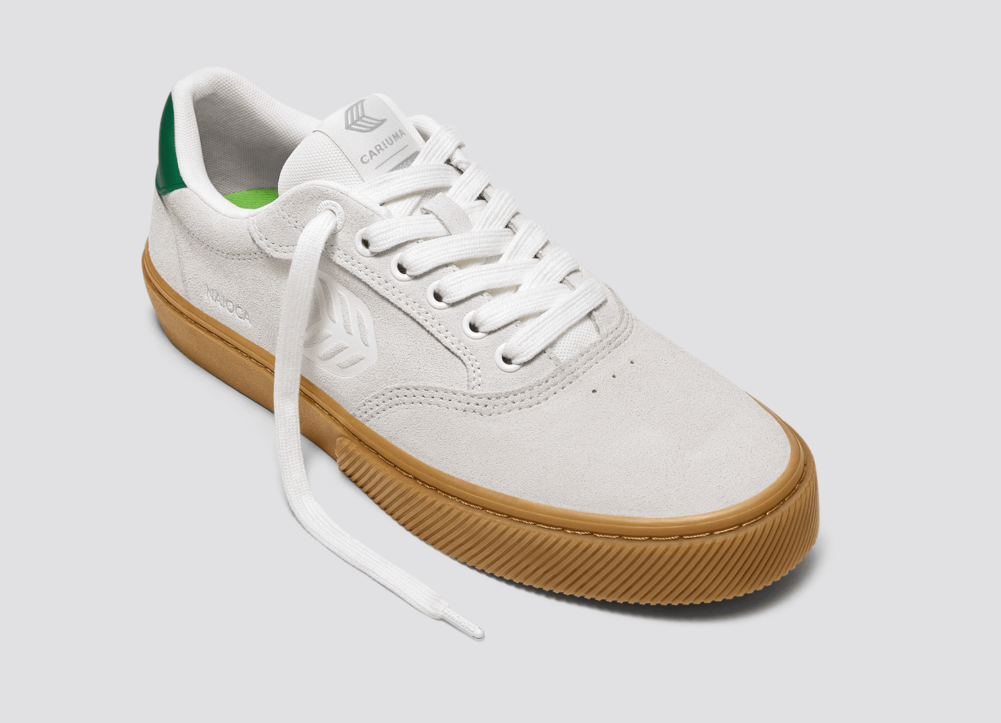 NAIOCA Gum Smoke White Suede Off-White Logo Green Sneaker Women