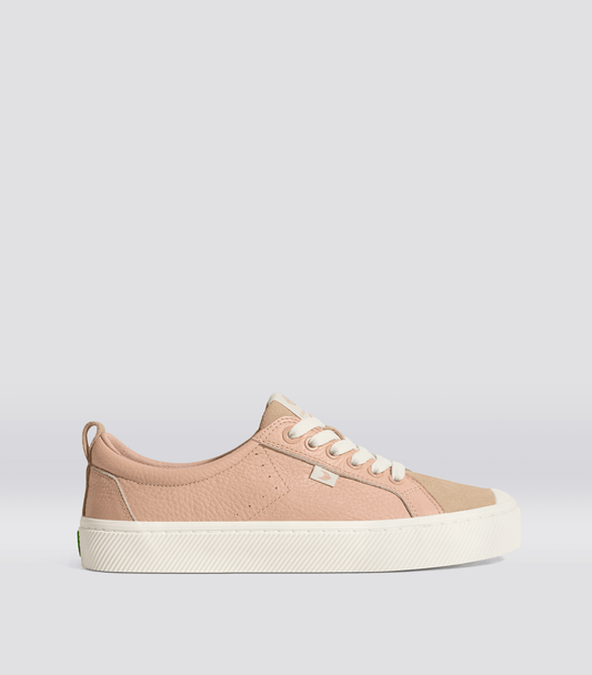 OCA Low Beige Premium Leather Nude Suede Sneaker Men