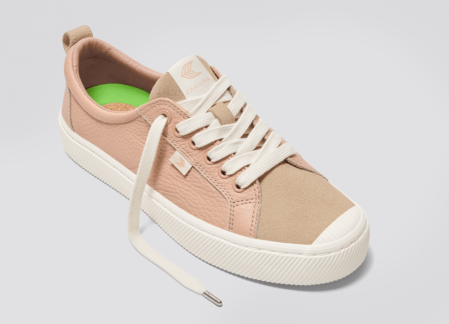 OCA Low Beige Premium Leather Nude Suede Sneaker Men