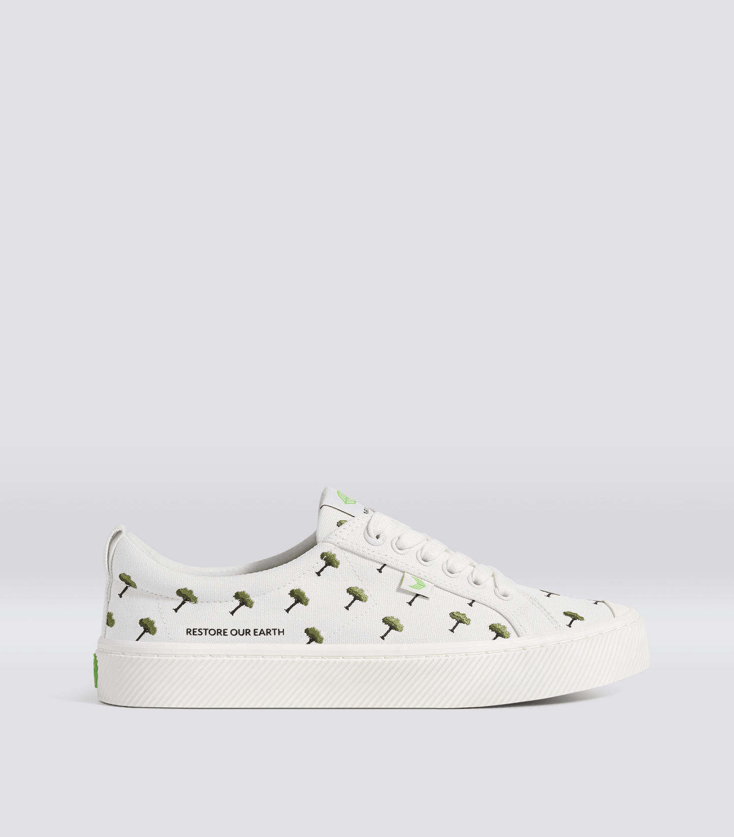 OCA Low Earth Day Embroidered Tree Off-White Canvas Sneaker Women