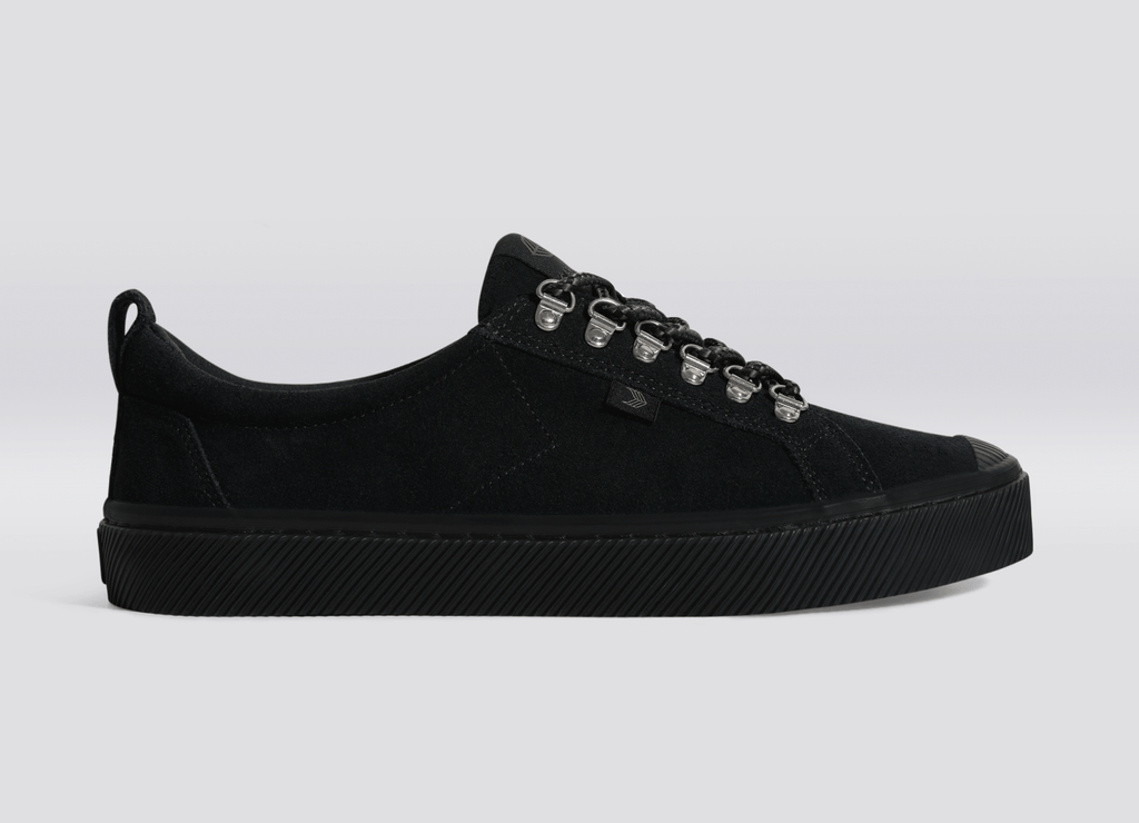 CARIUMA: Women's All Black Speed Hooks Suede Sneakers | OCA Low