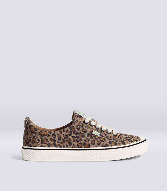 OCA Low Stripe Leopard Print Suede Sneaker Women