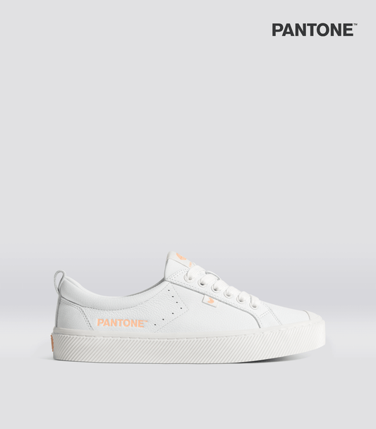 OCA Low Pantone White Premium Leather Peach Fuzz Sneaker Men