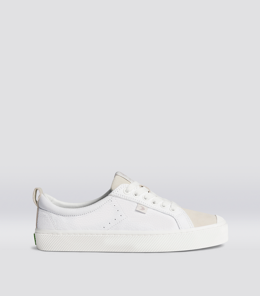 OCA Low White Premium Leather Vintage White Suede Sneaker Men