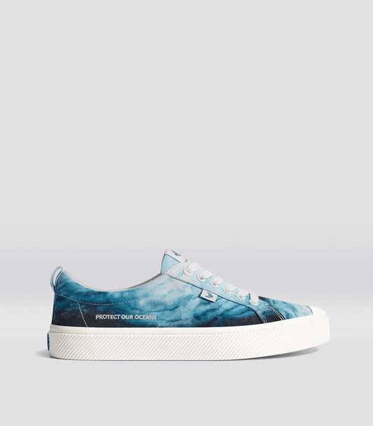 OCA Low Ocean Day Light Blue Waves Print Canvas Sneaker Men