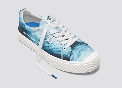 OCA Low Ocean Day Light Blue Waves Print Canvas Sneaker Women