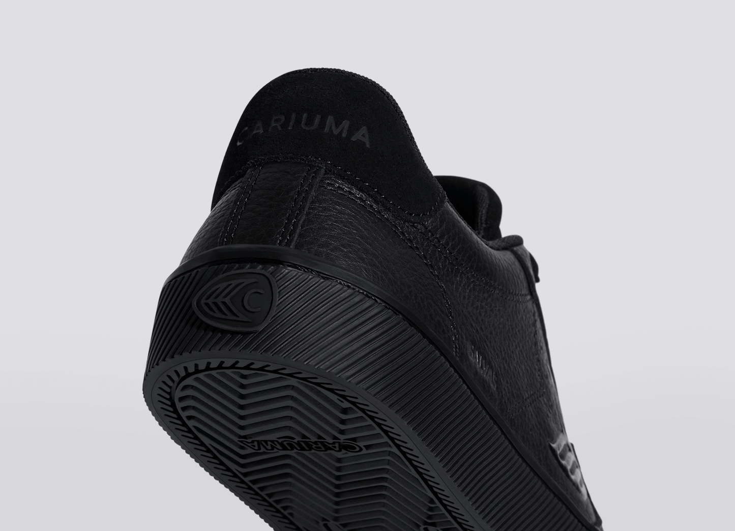 SALVAS All Black Premium Leather and Suede Ash Grey Logo Sneaker Men