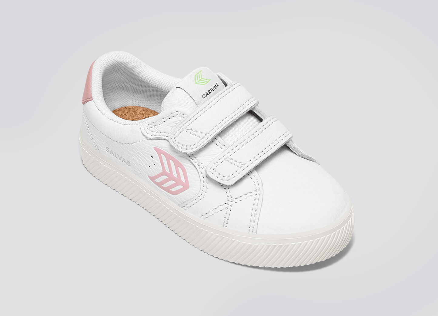 SALVAS White Premium Leather Rose Logo Sneaker Kids