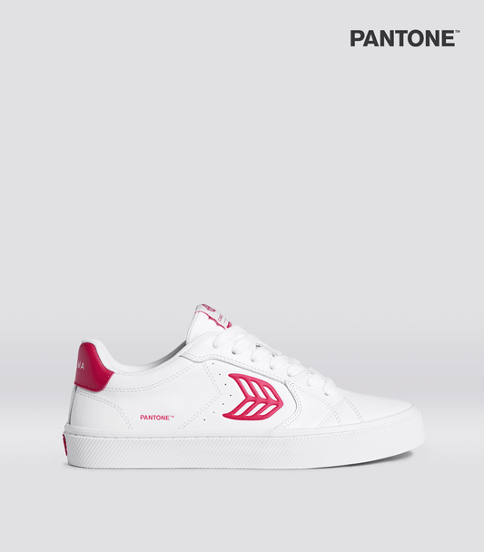 SALVAS Pantone White Leather Viva Magenta Logo Sneaker Women