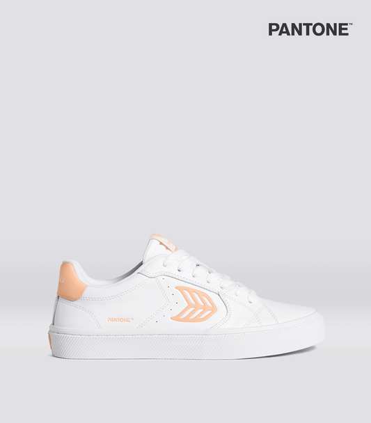 SALVAS Pantone White Leather Peach Fuzz Logo Sneaker Men