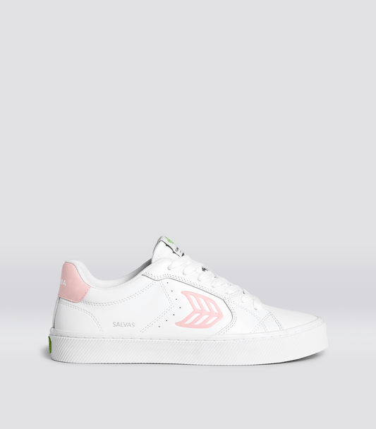 SALVAS White Leather Rose Logo Sneaker Women