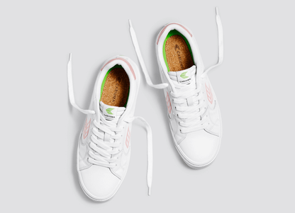 SALVAS White Leather Rose Logo Sneaker Women