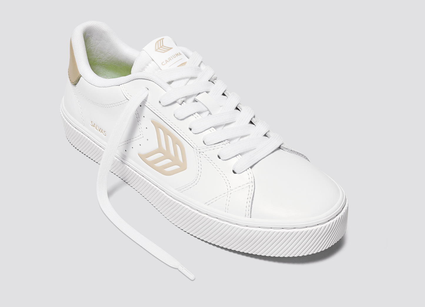 SALVAS White Leather Shifting Sand Logo Sneaker Men