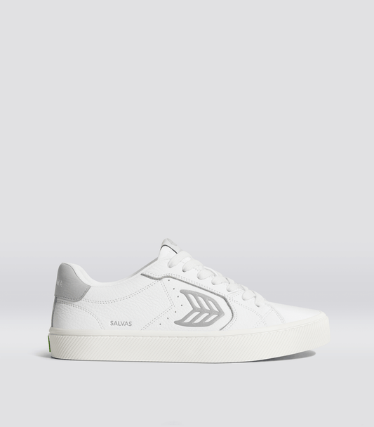 SALVAS White Premium Leather Onyx Grey Logo Sneaker Men