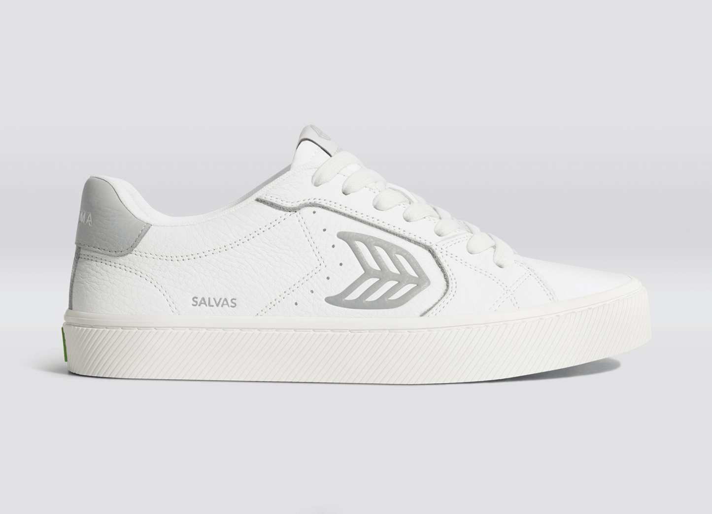 SALVAS White Premium Leather Onyx Grey Logo Sneaker Men