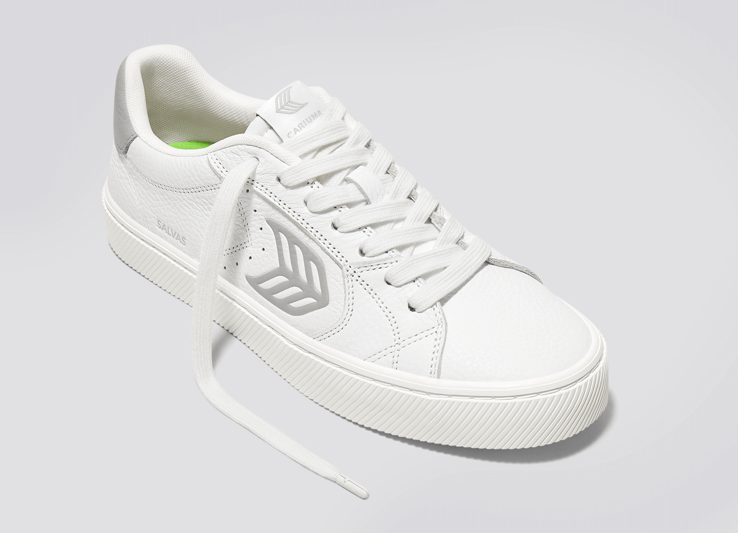 SALVAS White Premium Leather Onyx Grey Logo Sneaker Men