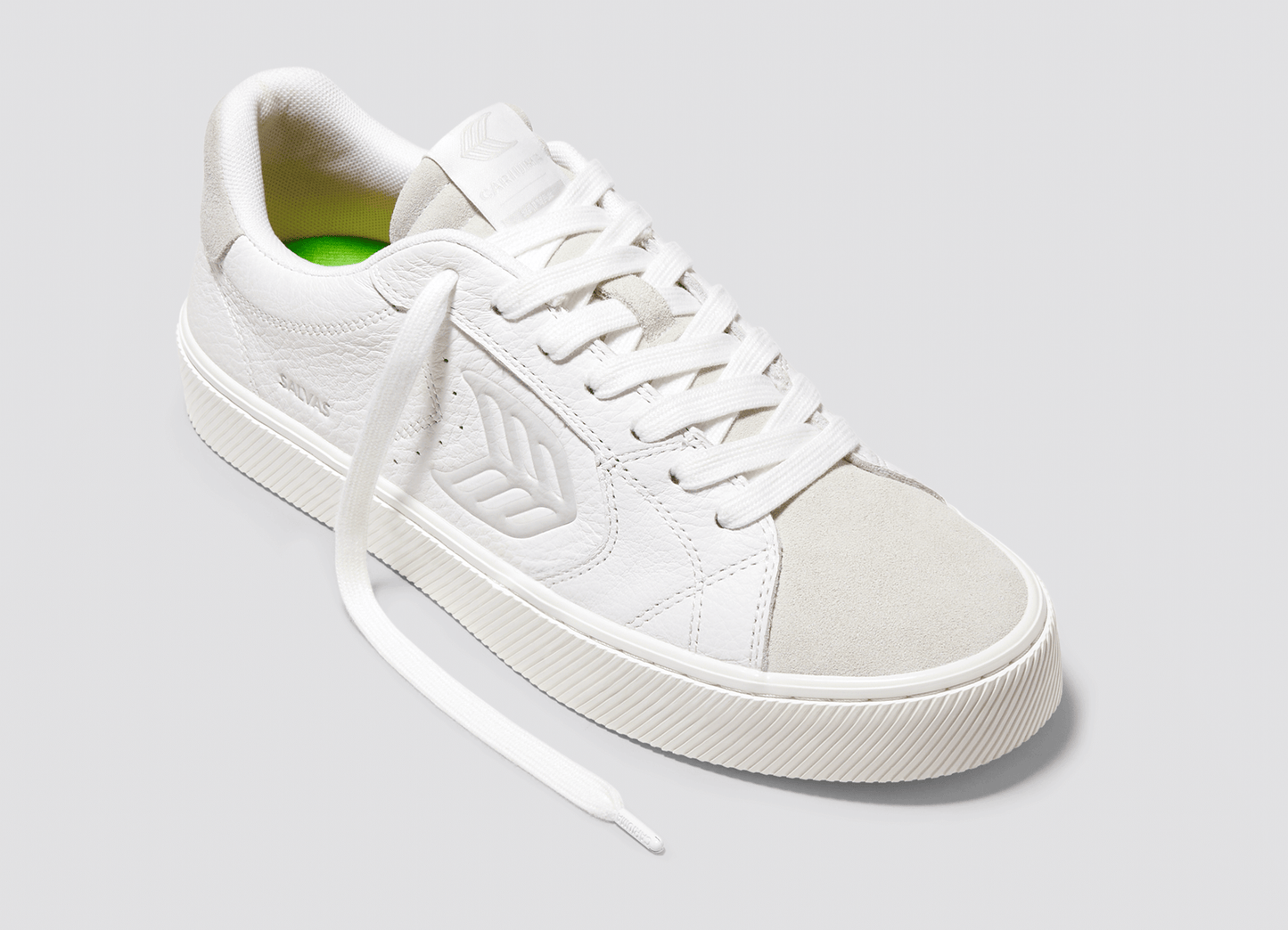 SALVAS White Premium Leather Vintage White Suede Ice Logo Sneaker Men