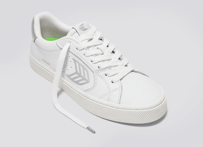 SALVAS White Premium Leather Silver Logo Sneaker Men