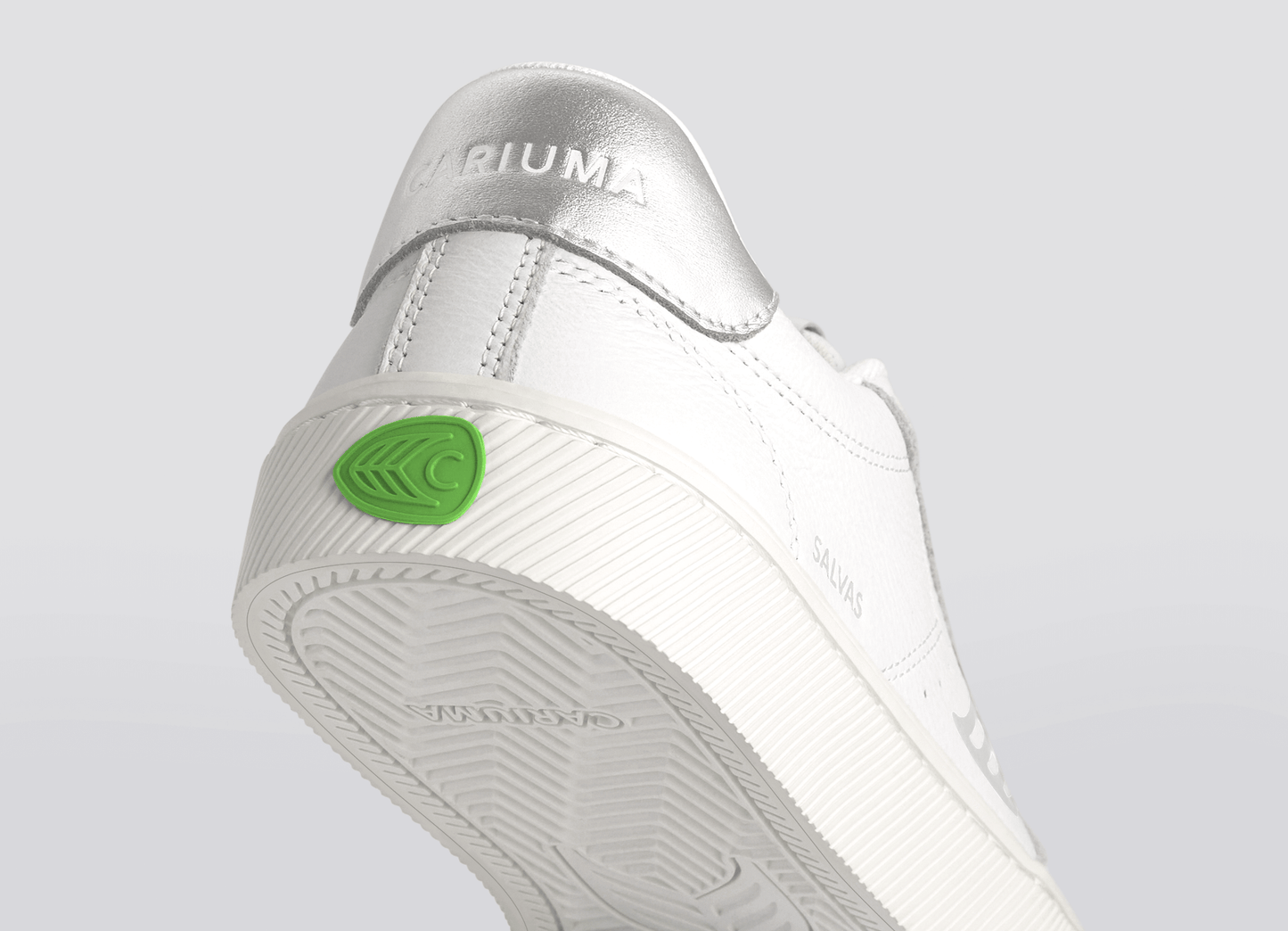 SALVAS White Premium Leather Silver Logo Sneaker Men