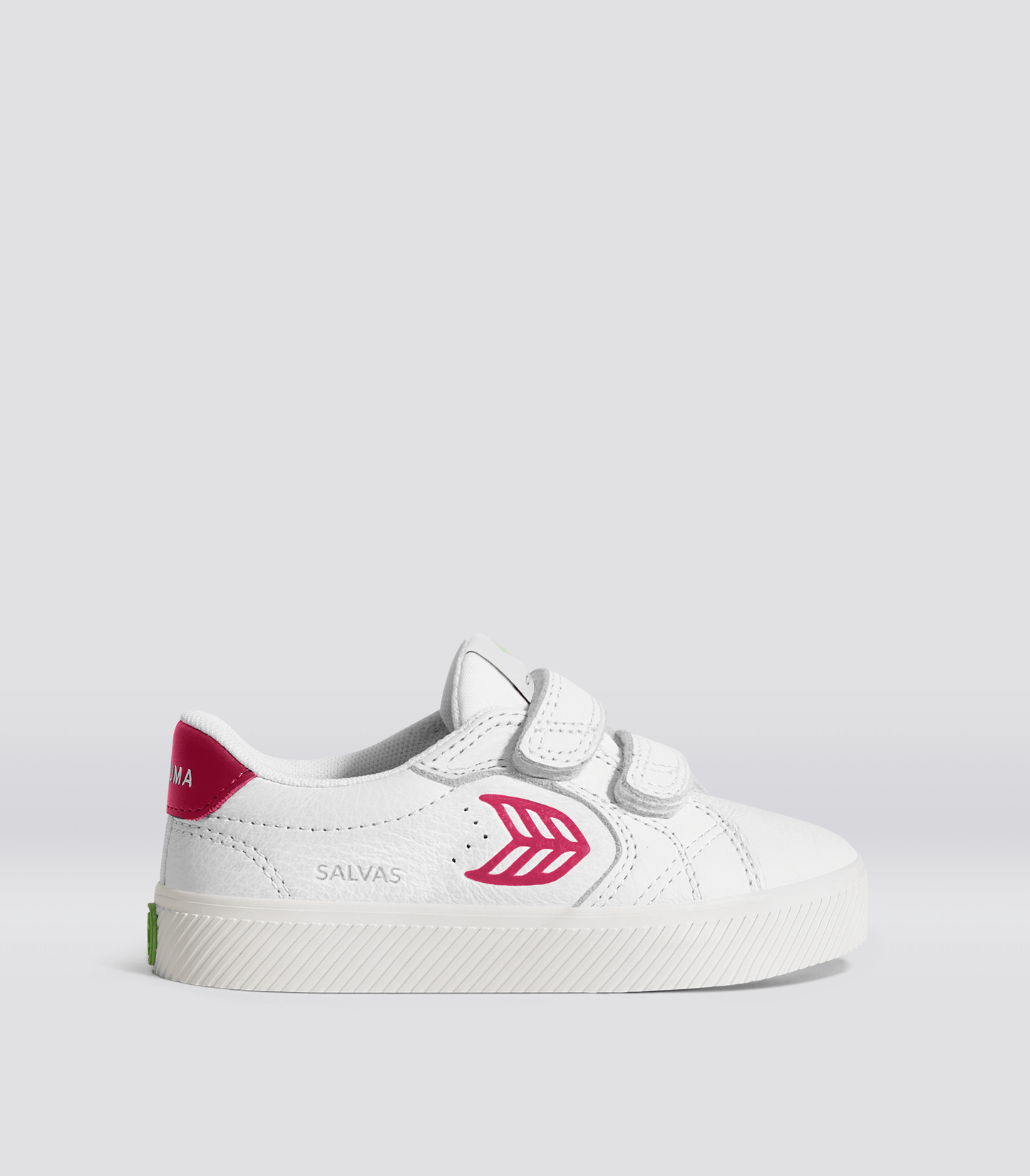 SALVAS White Premium Leather Jazzy Pink Logo Sneaker Kids