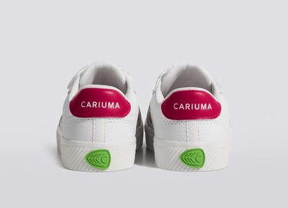 SALVAS White Premium Leather Jazzy Pink Logo Sneaker Kids