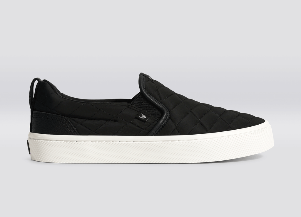 Black quilted slip on cheap vans