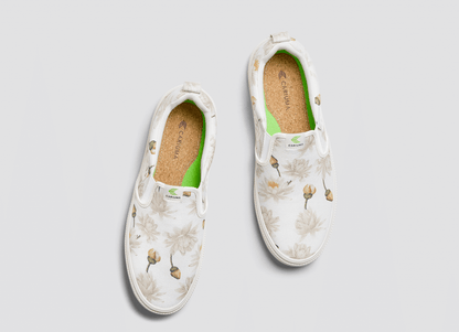 SLIP-ON White Canvas Giant Lilies Sneaker Men