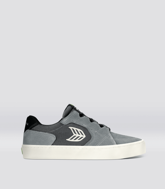 T20 PRO Charcoal Grey Suede and Mesh Ivory Logo Sneaker Men