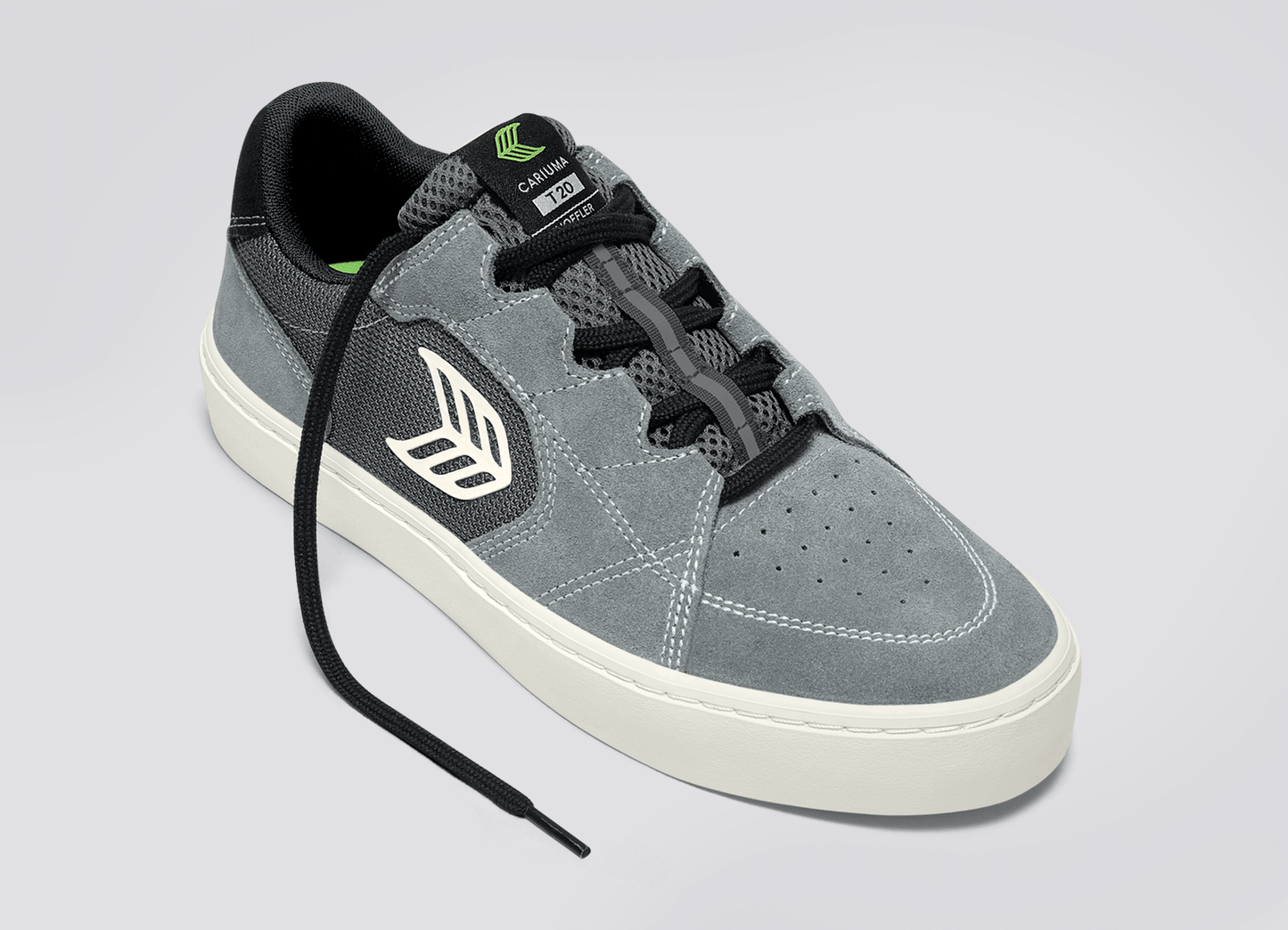 T20 PRO Charcoal Grey Suede and Mesh Ivory Logo Sneaker Men