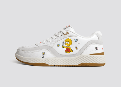 The Simpsons UBA White Leather Lisa Flowers Sneaker Women