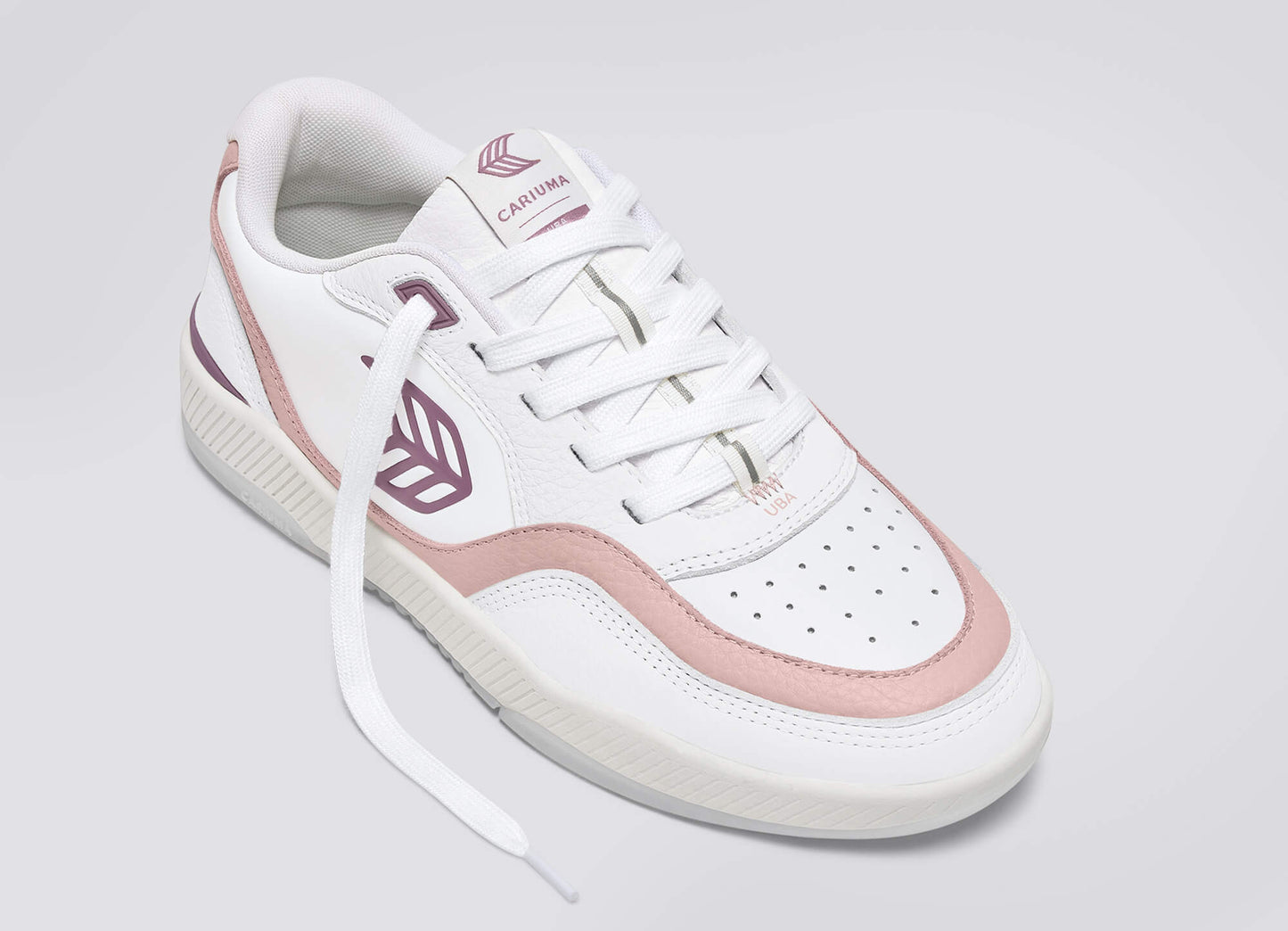 UBA White Premium Leather Dark Rose Logo Sneaker Women