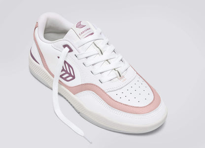 UBA White Premium Leather Dark Rose Logo Sneaker Women