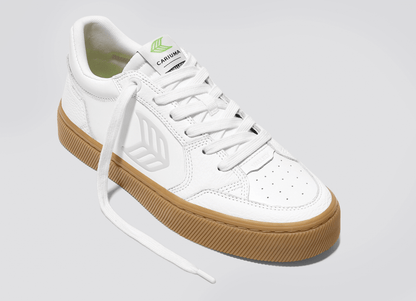 VALLELY Gum White Leather Ice Logo Sneaker Men