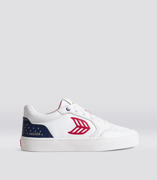 VALLELY PRO Jagger 2024 White Leather Blue Accents Red Logo Sneaker Women