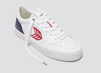 VALLELY PRO Jagger 2024 White Leather Blue Accents Red Logo Sneaker Men