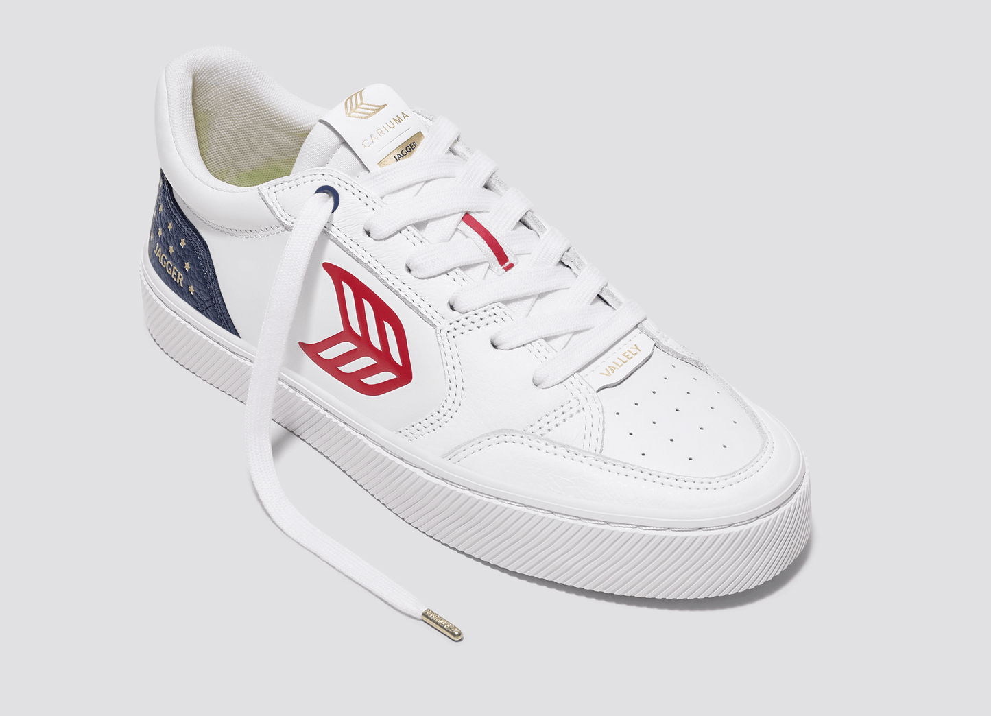 VALLELY PRO Jagger 2024 White Leather Blue Accents Red Logo Sneaker Women