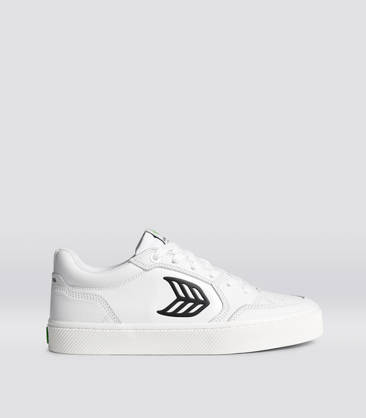 VALLELY White Leather Black Logo Sneaker Women