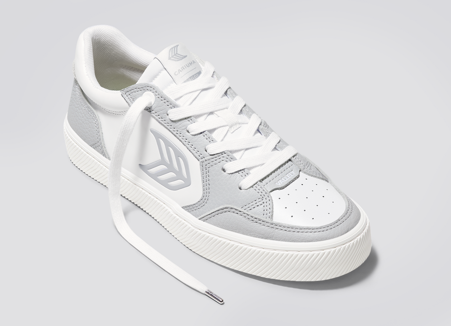 VALLELY White Leather Onyx Grey Accents Sneaker Men